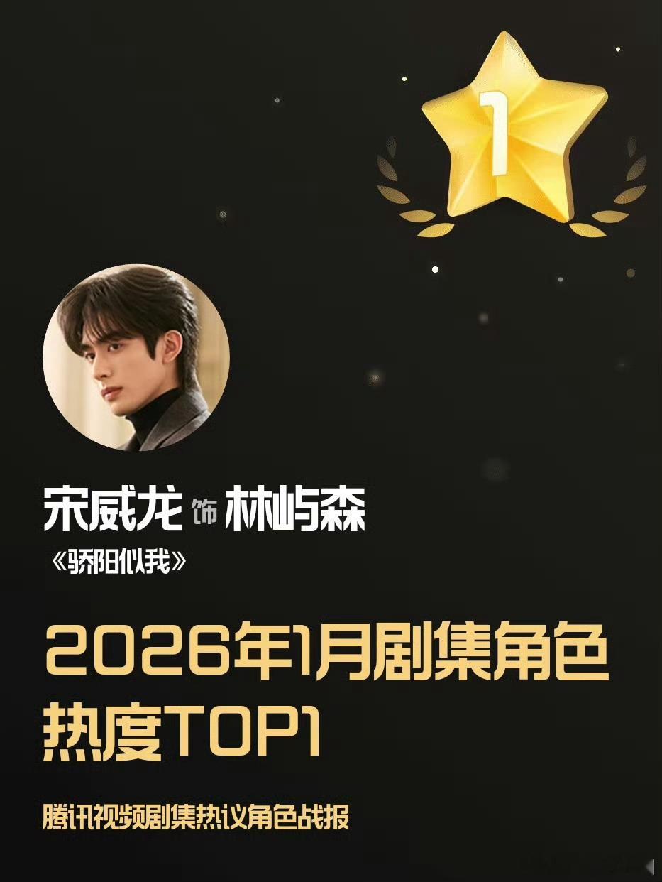 宋威龙 腾讯视频一月剧集角色热度TOP1️⃣！天选林屿森，伟大！权威！ 