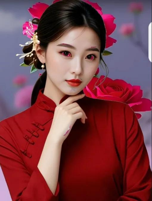 红妆素裹，美丽绽放。#姿娇容艳笑容甜# #红颜惹人醉# #玫瑰花美映人美#