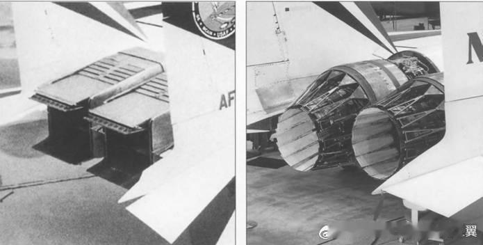 F-15S-MTD和F-15B ACTIVE的推力矢量尾喷管，同一架飞机前后安装