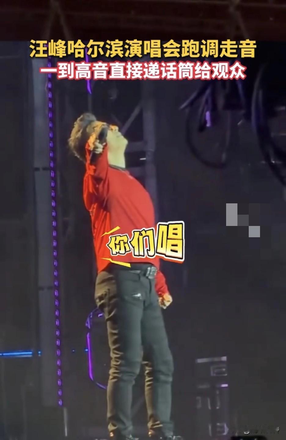 汪峰在哈尔滨的演唱会上，高音上不去，低音下不来，撕扯着嗓子，好像公鸭憋蛋，那叫一