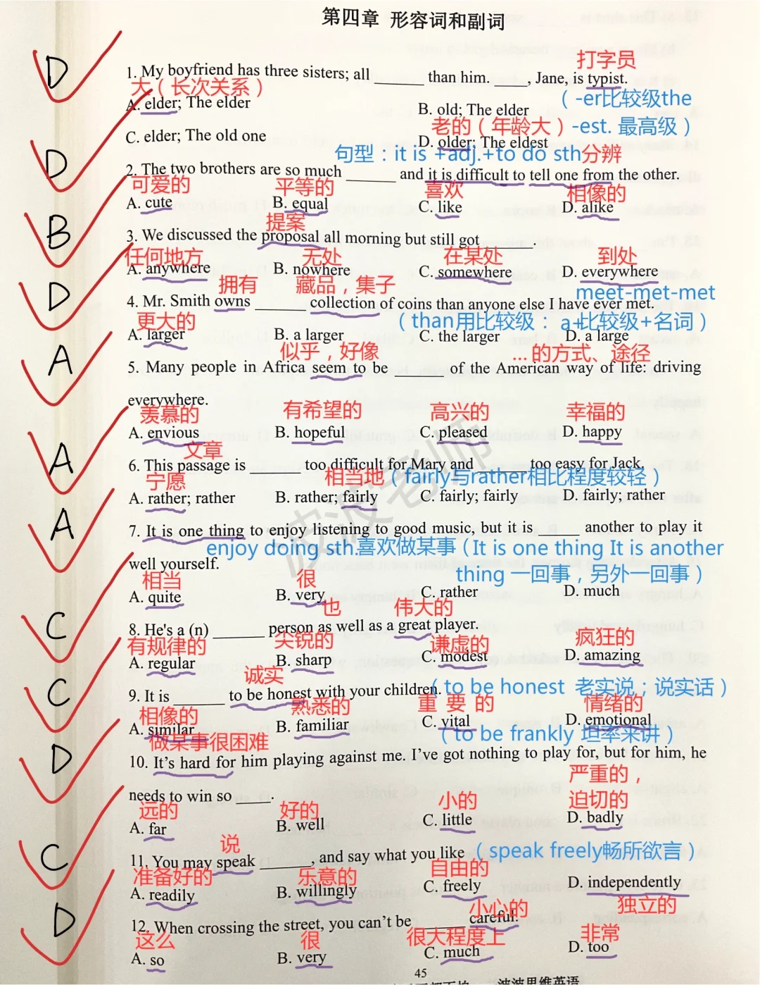 看完这2页悟了！形容词副词全对！连刷3遍！