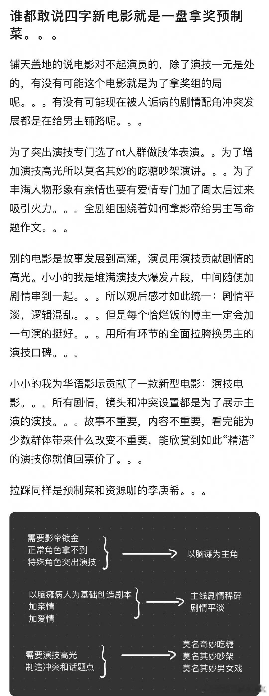 瓣人说易烊千玺的电影想，一盘“拿奖”预制菜，和李庚希一样，是这样吗？ 