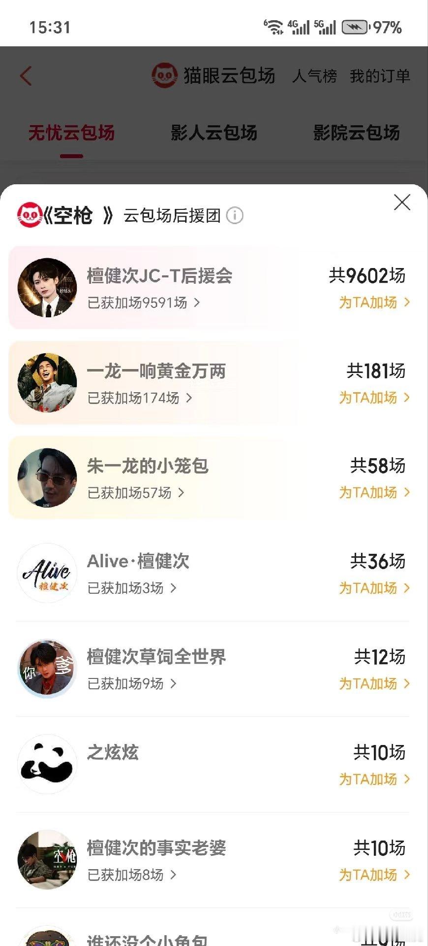 檀健次电影《空枪》应援大屏+粉丝云包场，全是一骑绝尘的排面。 