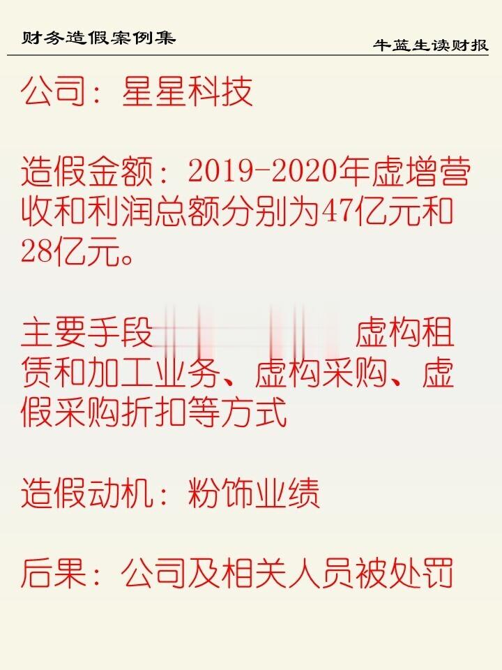 财务造假案例集 | 72 星星科技