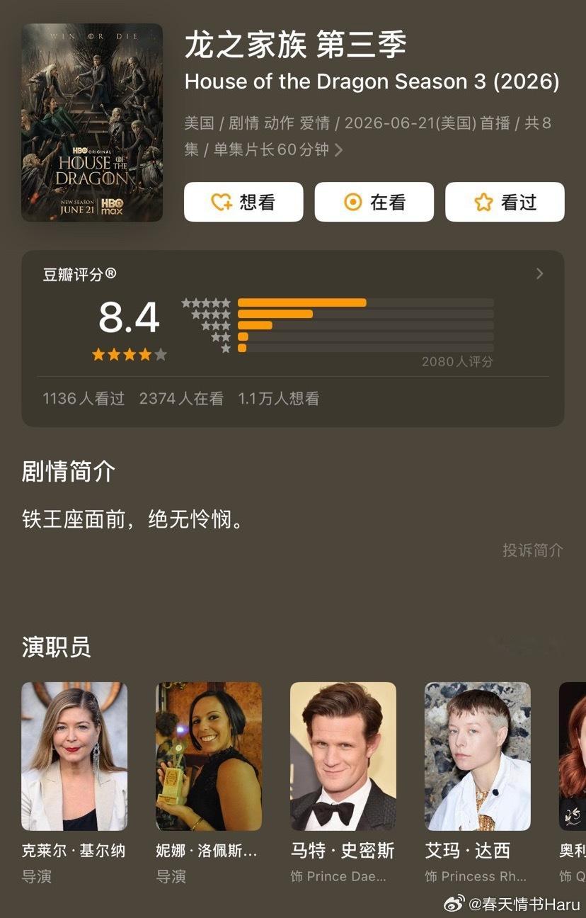 《龙之家族》第三季豆瓣开分8.4分，符合看过第一集的预期吗 