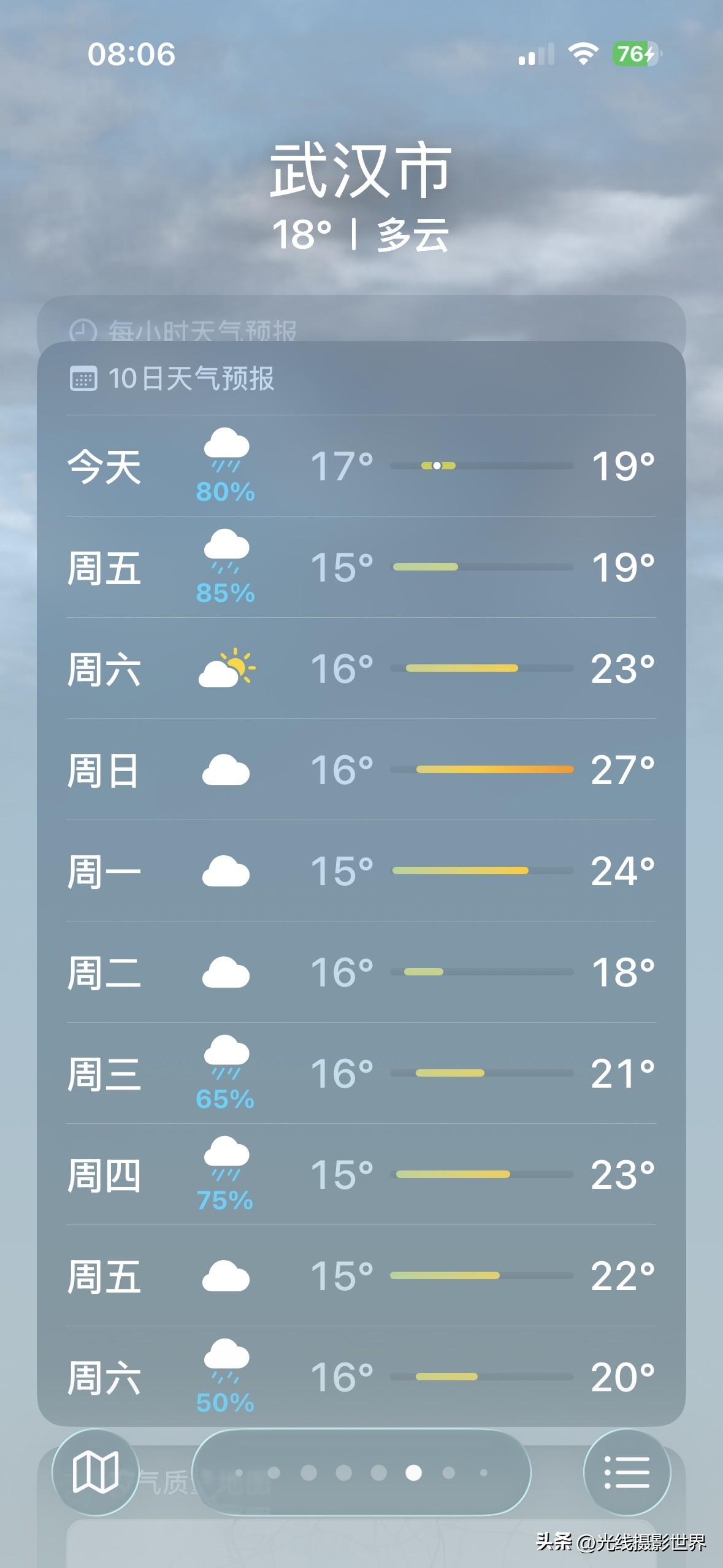 尽管今天武汉小雨，但是，明天，武汉就要迎来持续多云晴好的好天气啦！4月3日到7日