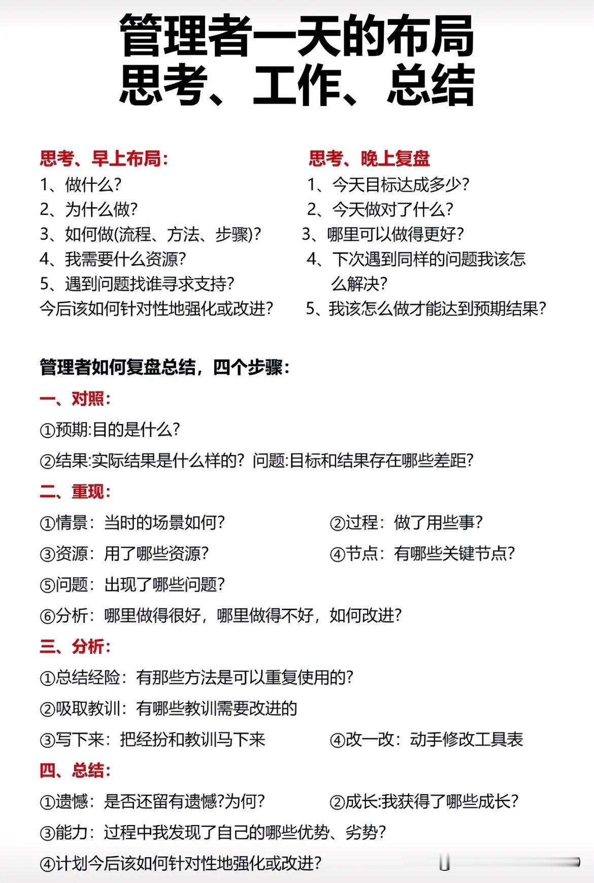 快来看看管理者一天的布局有哪些？