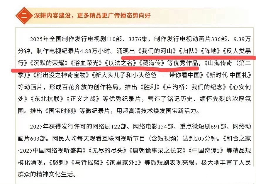 2025年全国广播电视行业统计公报中，肖战藏海传又被夸奖了，就这样各种权威的数据