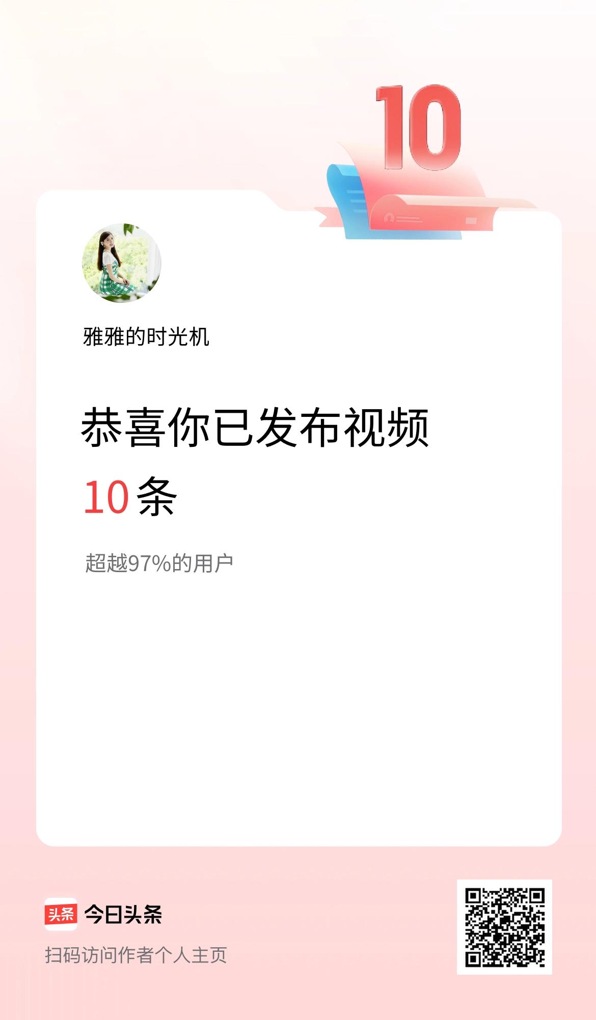 我在头条累计视频投稿10个