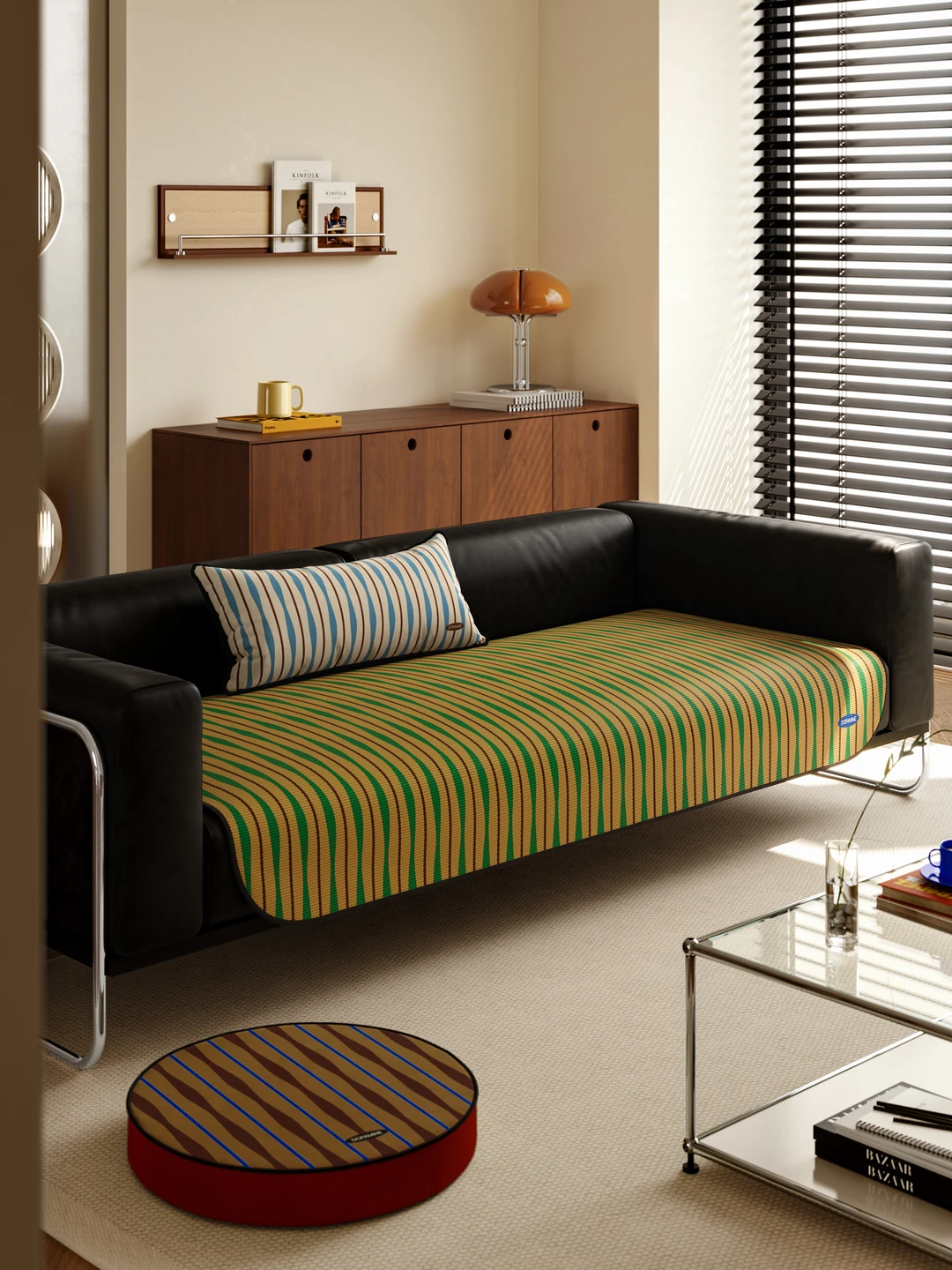 🟠中古黄✖️橄榄绿！中古包豪斯冰丝沙发垫🔗