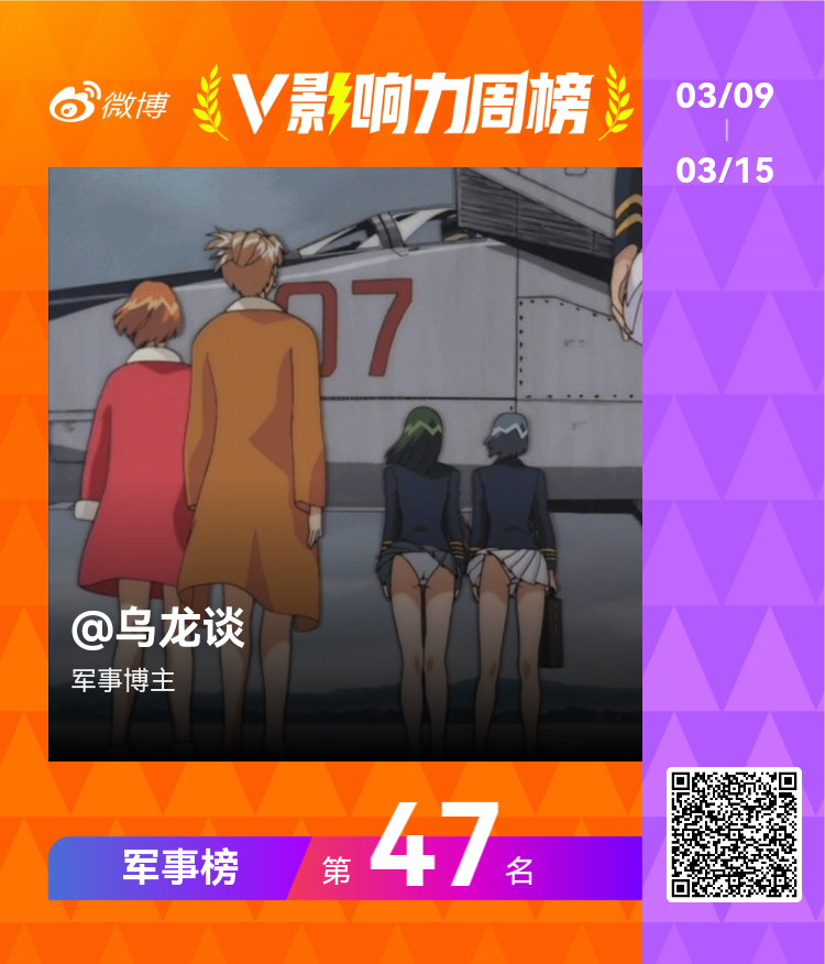 【V影响力榜 2026年第11周】「军事周榜」揭榜啦！恭喜获得榜单前三名。点此查