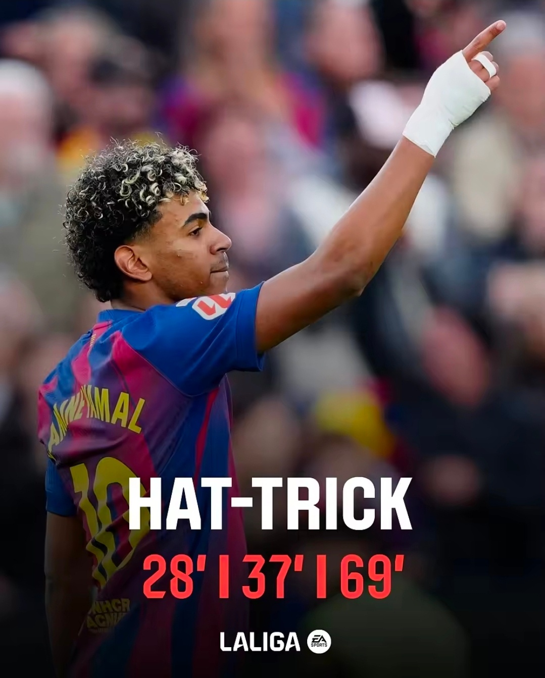 18岁230天！亚马尔成为西甲21世纪最年轻上演帽子戏法的球员。今日凌晨西甲第2