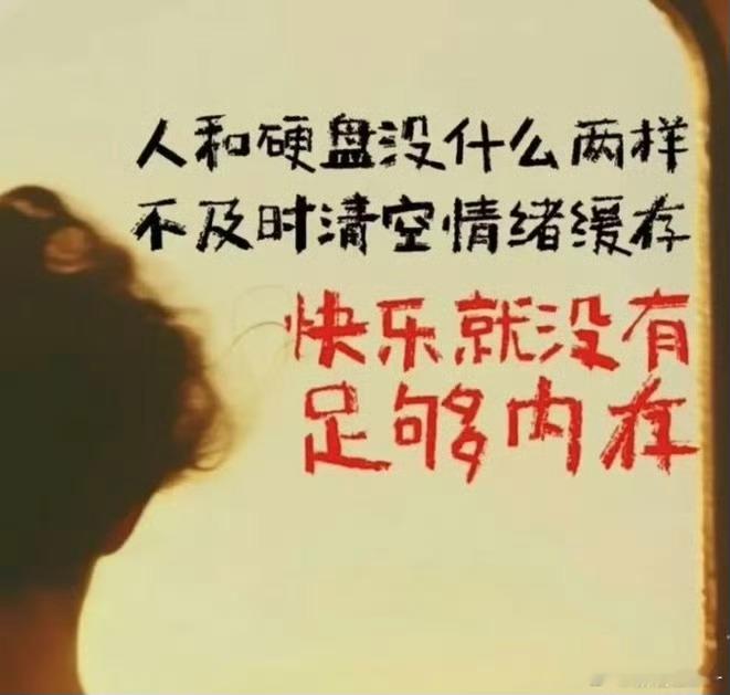 人和硬盘没什么两样，不及时清空情绪缓存，快乐就没有足够内存。 