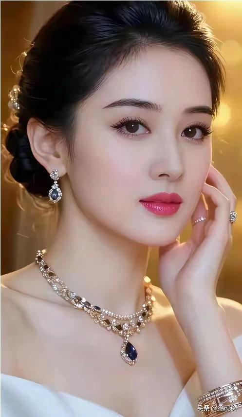 媚眼轻挑韵味浓，
纤腰款摆韵如风。
红唇一点勾魂魄，
轻丝如瀑脸红红。