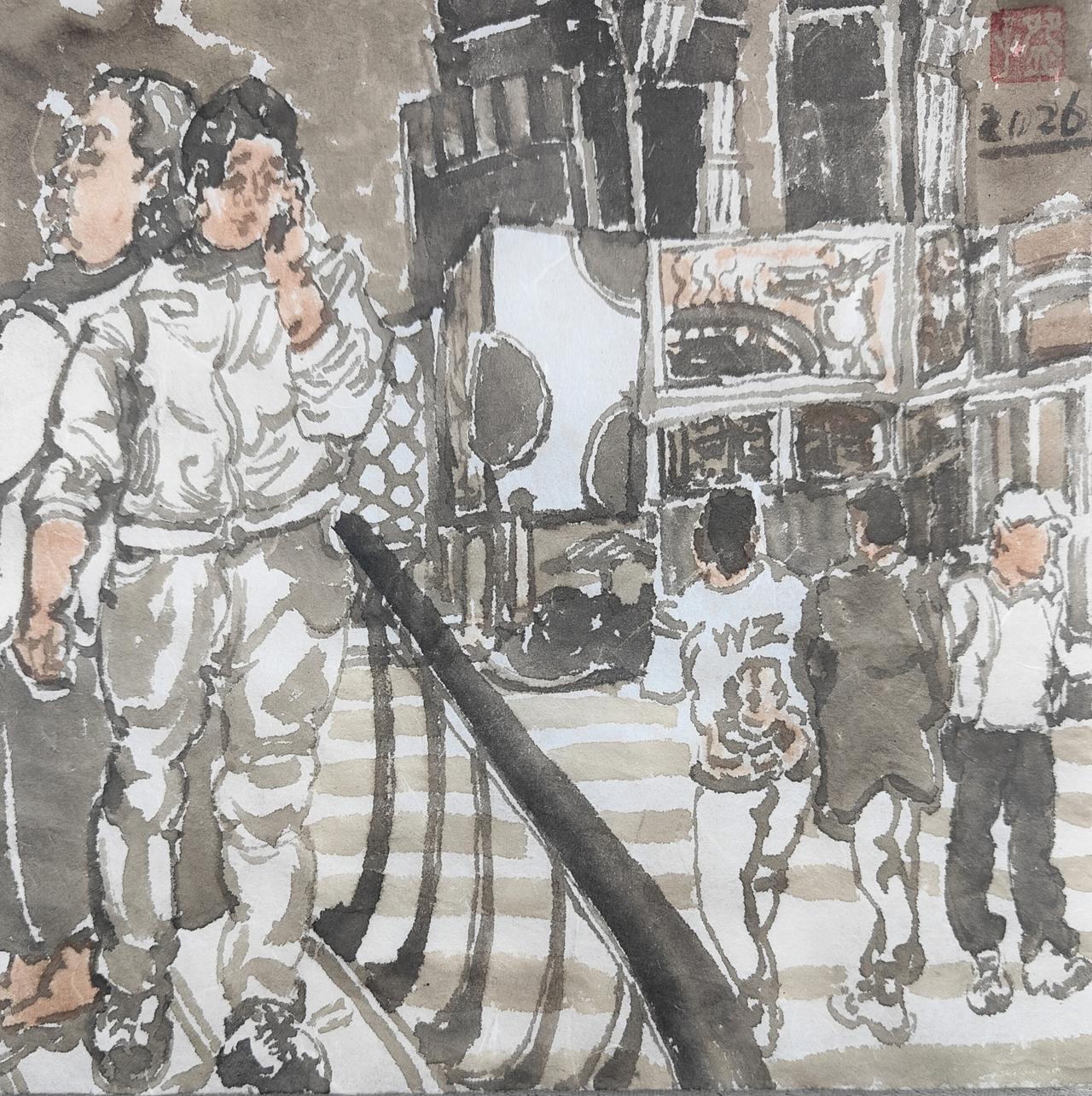 碗子的纸片水墨《步行街No:16》