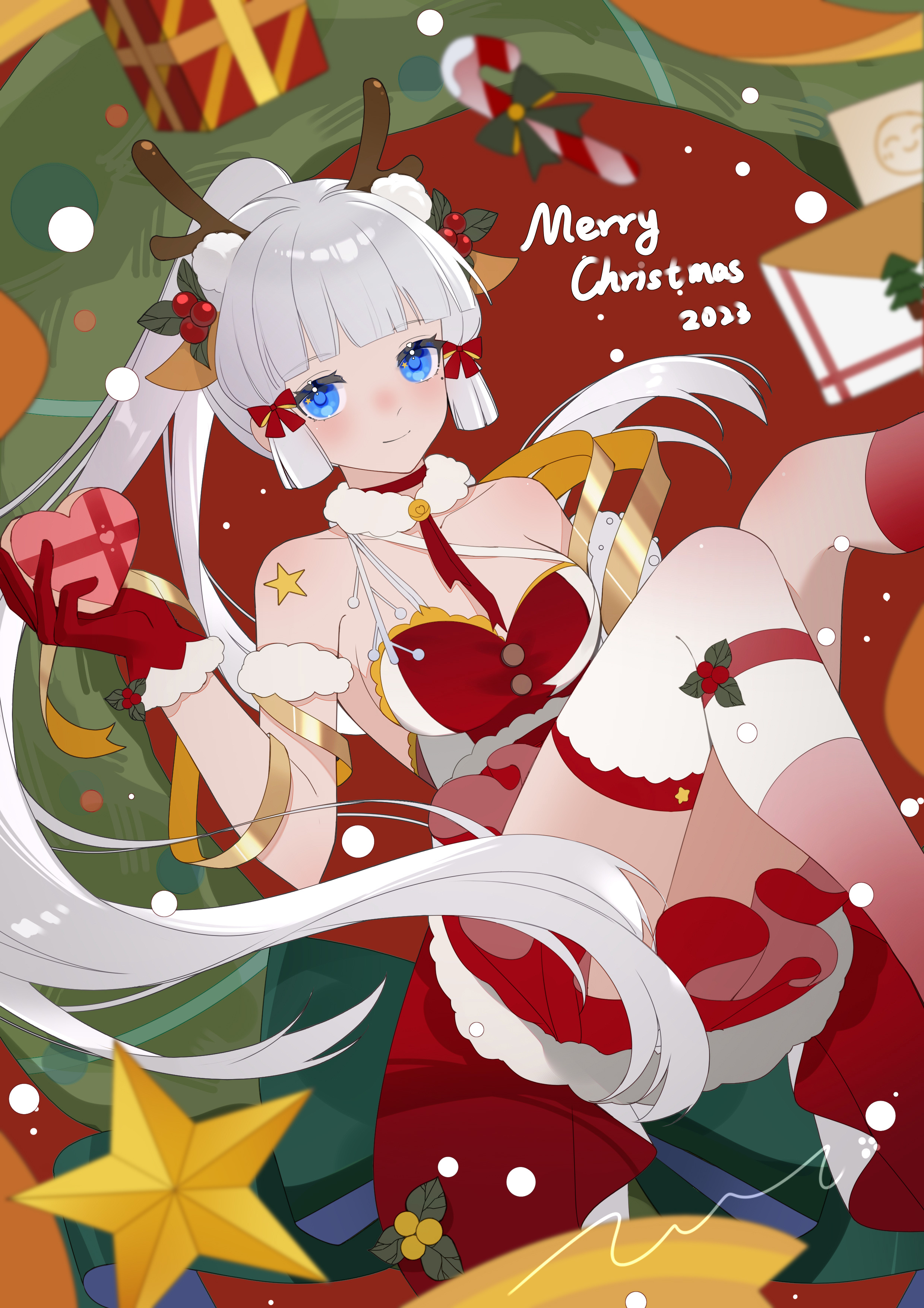 #原神4.3版本# 【神里绫华】圣诞🎄快乐~画师：*已授权转载 ​​​