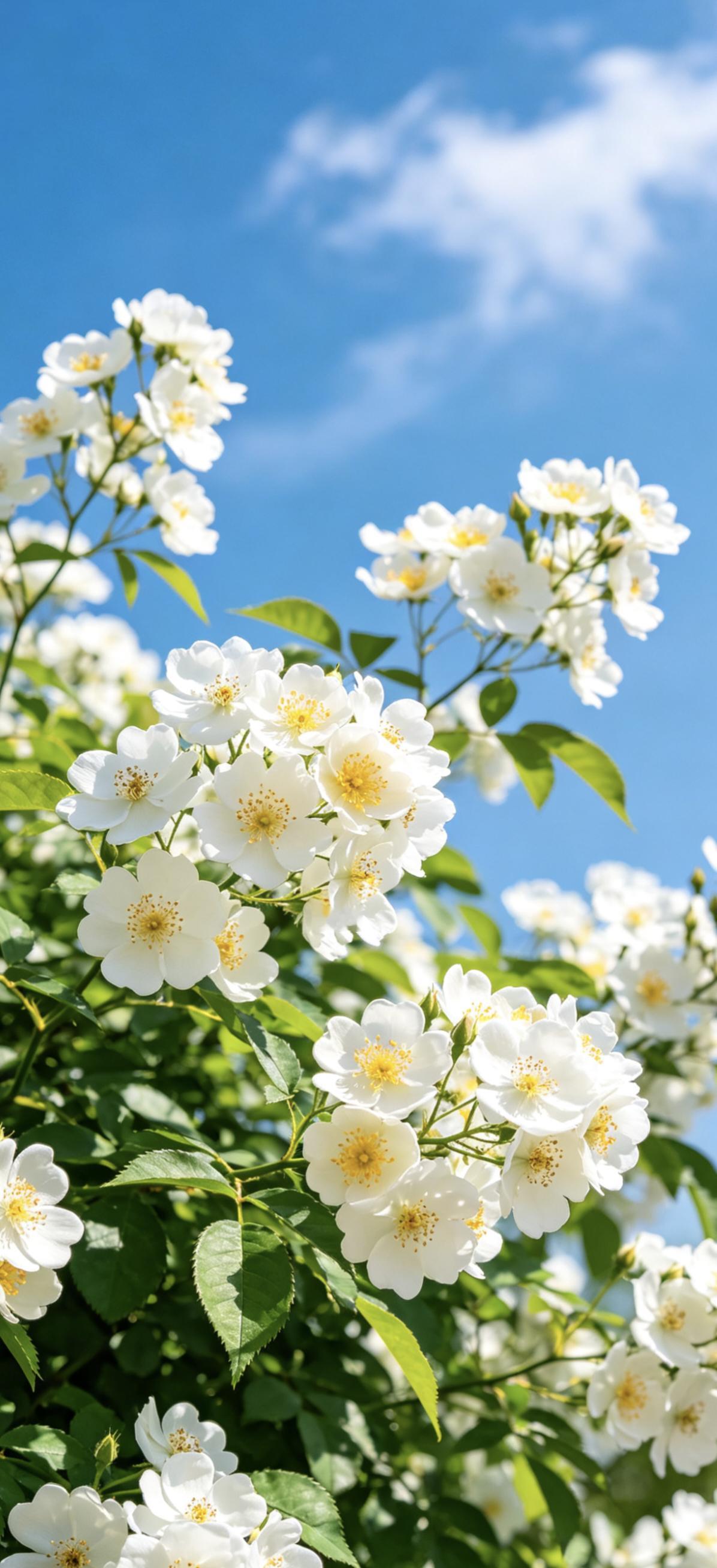 手机壁纸 | 永远会被澄澈蓝天与盛放蔷薇打动 