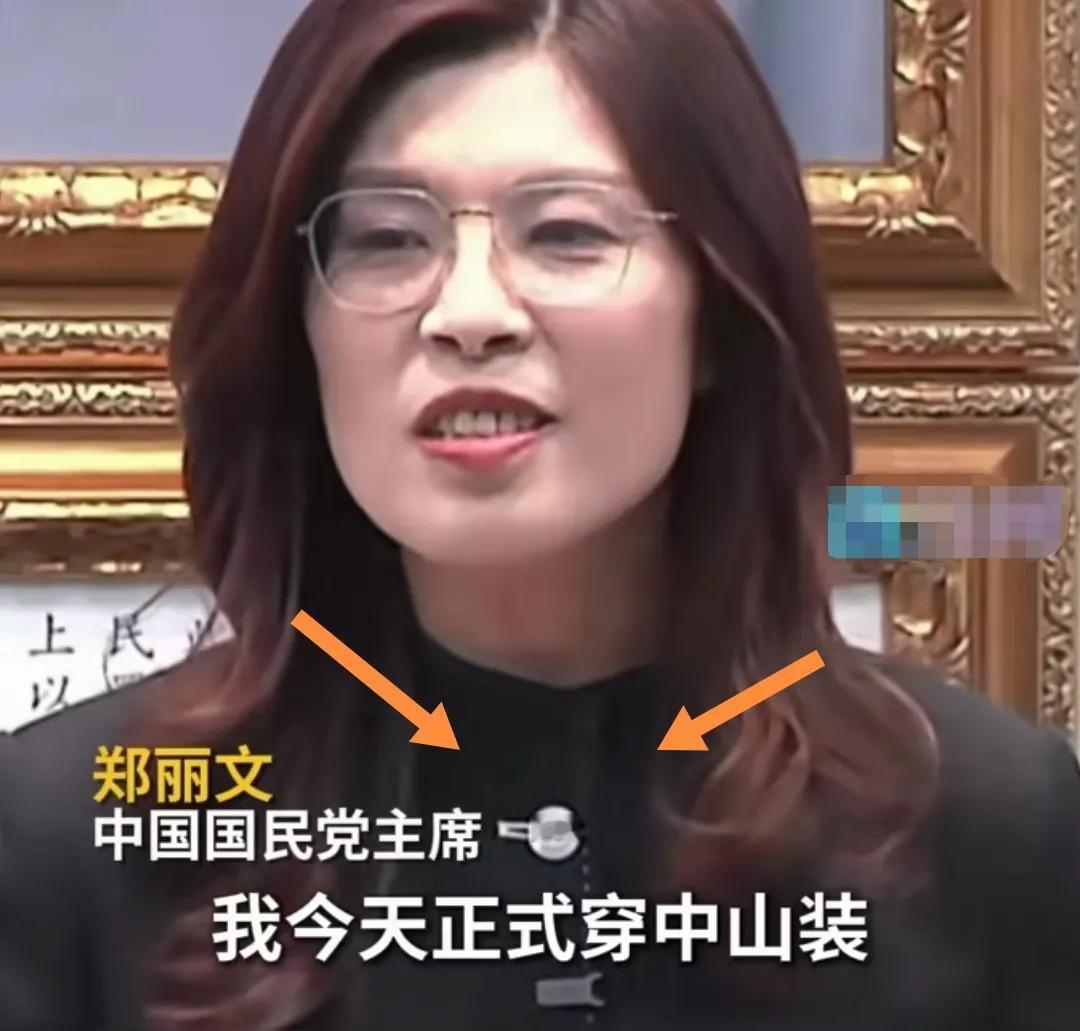 中国国民党主席郑丽文穿立领中山装演讲。