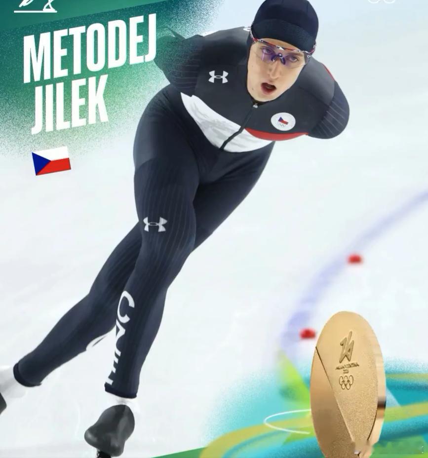 冬奥速度滑冰男子一万米，捷克19岁小将伊莱克以12分33秒43获得冠军，此前他已