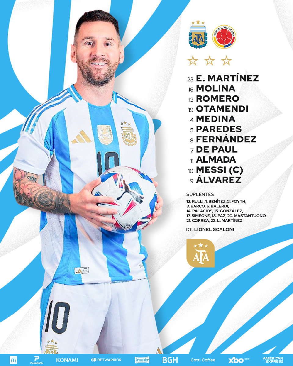 【梅西领衔今日首发阵容】🕗08:00⚽南美世预赛第十六轮🔥阿根廷vs哥伦比亚
