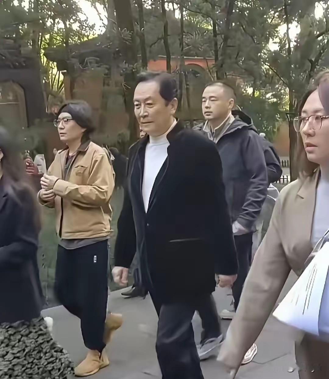 唐先生在成都逛公园，都有这么多人“维持秩序”。
电视上有“我来做个广告……”，公