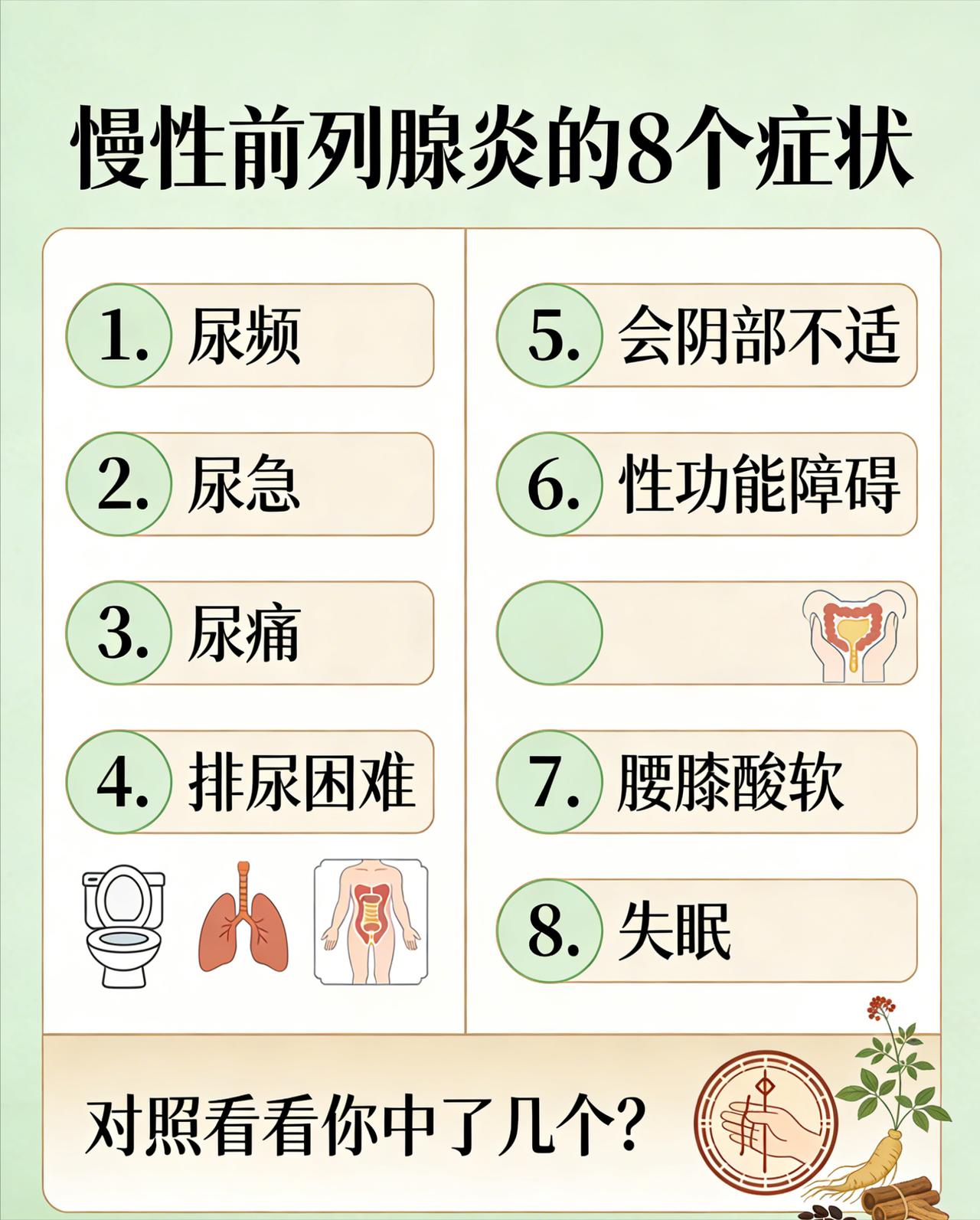 男性前列腺 8 个常见症状，对照看看你中招没