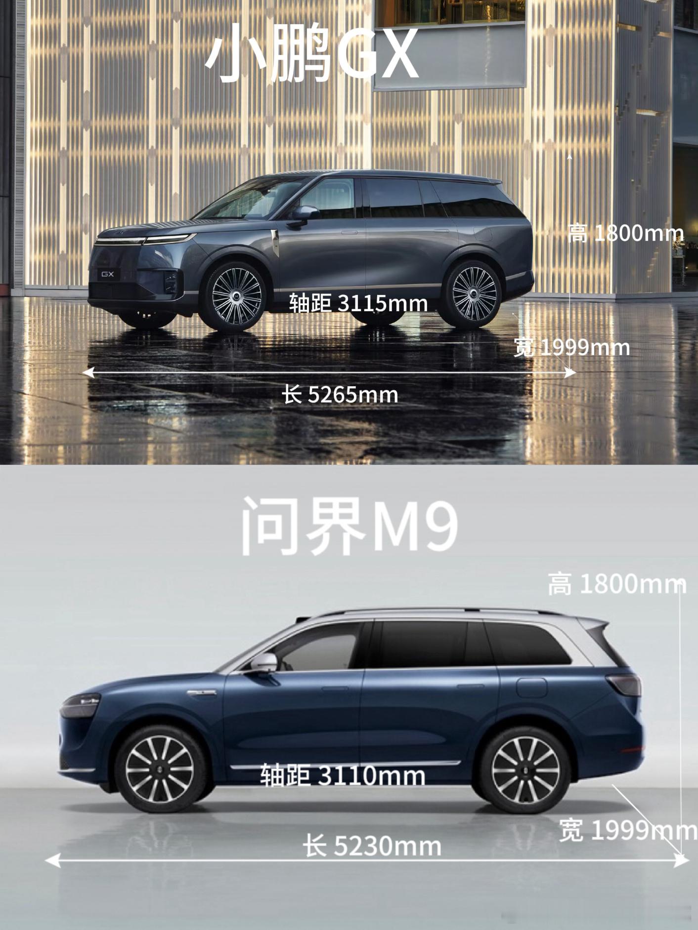 如果小鹏GX的车型尺寸没有问题，那么接下来他会遇到这些强劲的对手。问界M9，理想