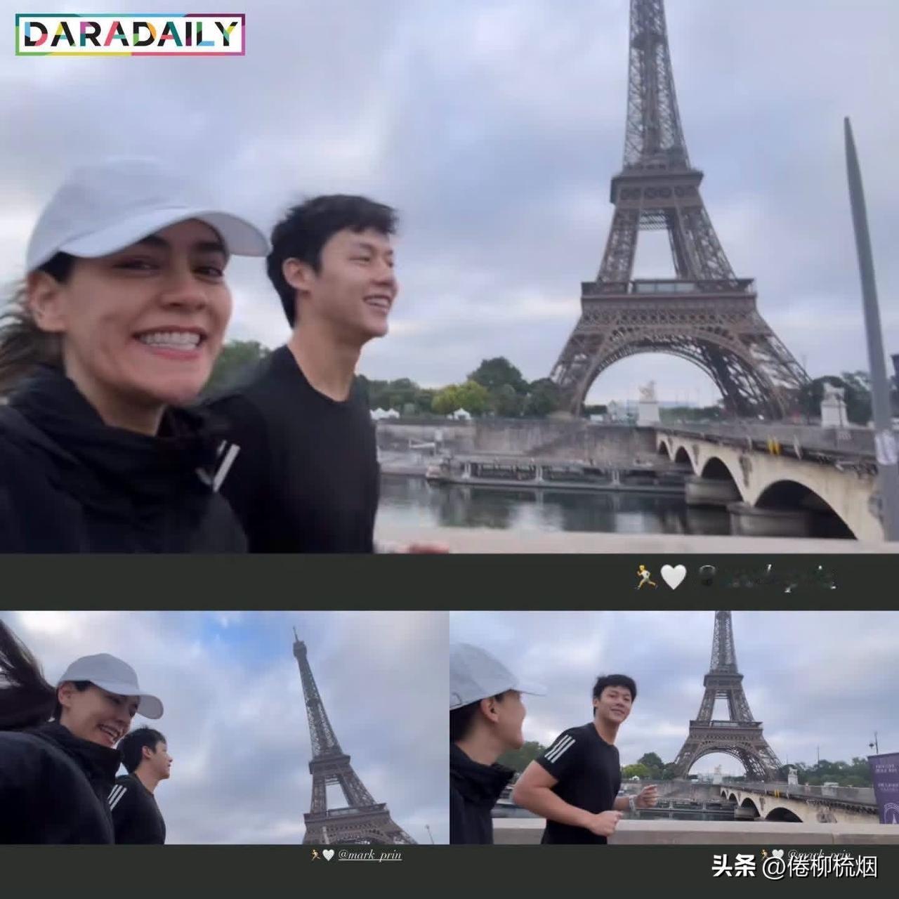 Mark、Kimberley在艾菲尔铁塔前晨跑。。🏃🏻‍♀️🏃🏻‍♂️