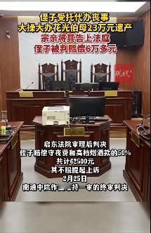 侄子代办丧事花光伯母遗产被判赔6万无论是五保户的所谓宗亲还是侄子，全部都是为了钱