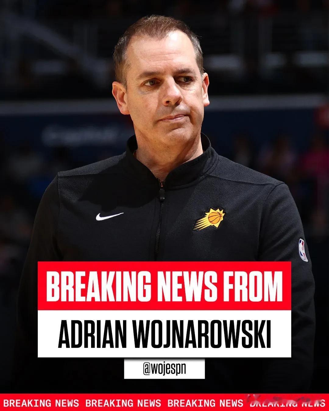 ESPN 消息来源：菲尼克斯太阳队解雇了主教练弗兰克·沃格尔。太阳队在常规赛中取