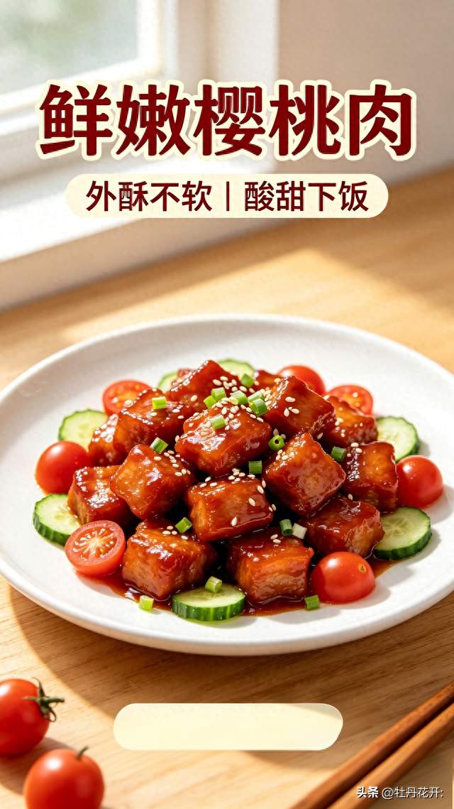 姜妍私藏樱桃肉！记住淀粉3:1配比，在家炸出外酥爆汁饭店味