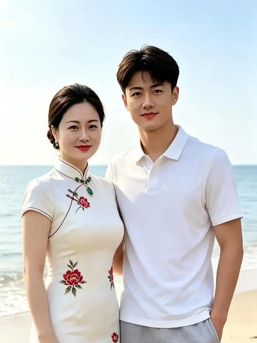 靓男倩女，非常般配。但究竟是母子俩还是夫妻俩？我看象母子关系，大家认为呢？