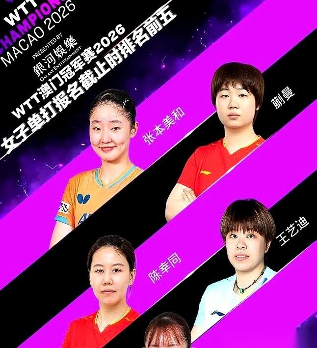 澳门冠军赛的女单名单一出来，空气都紧张了。
国乒这边，孙颖莎、王曼昱，两大主力直