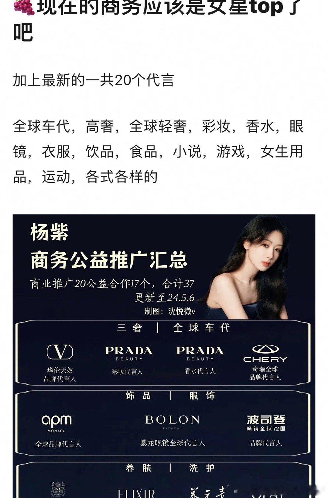 杨紫现在的商务是女星top了吧 ​​​