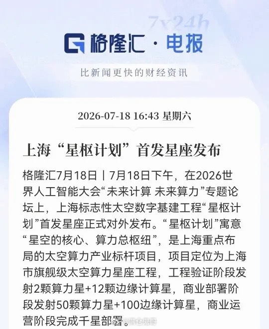 下周一商业航天要绝地反击了！周末突发两条重磅消息！ 千颗算力星组网，上海+商汤齐