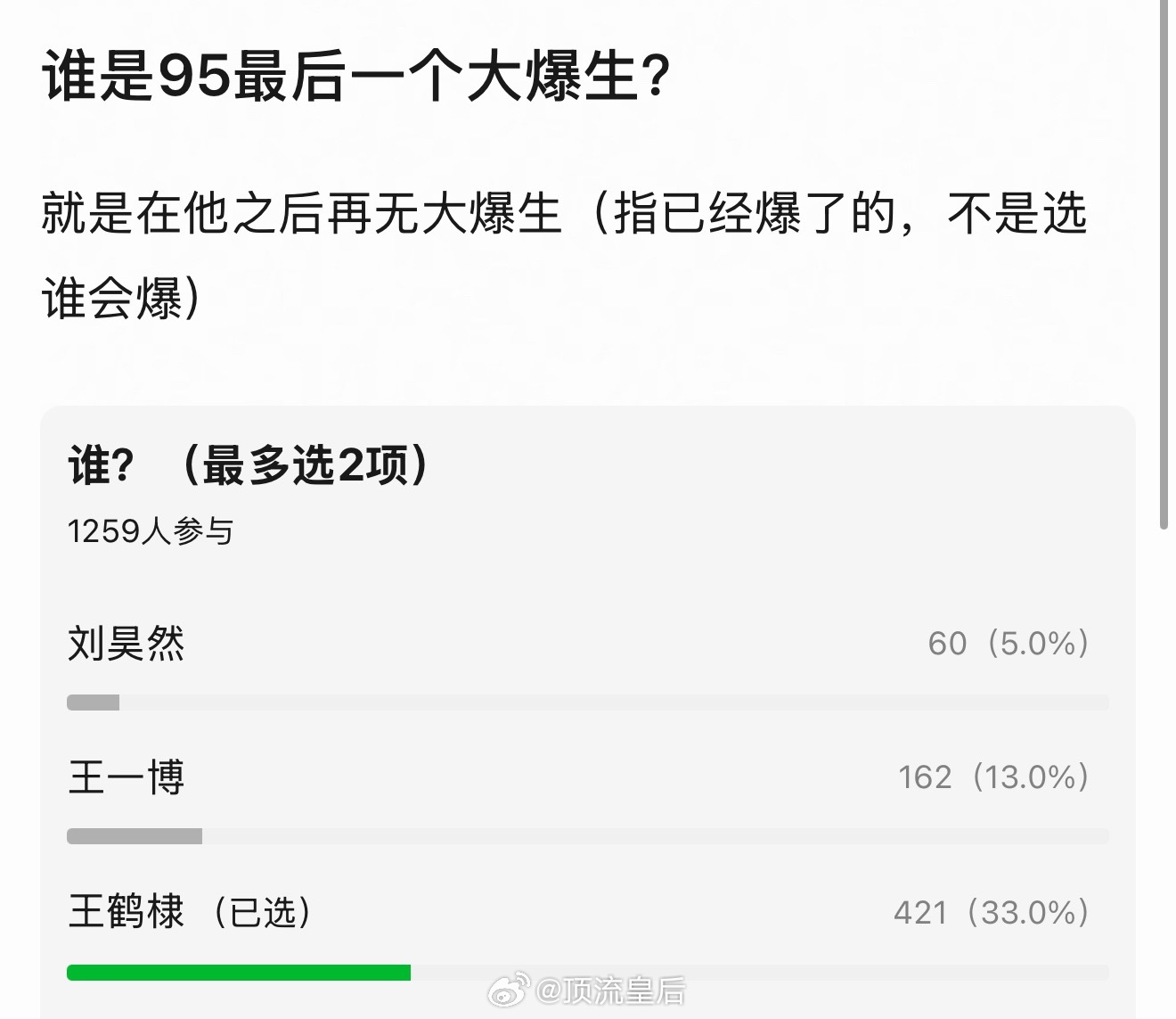 目前来看最后一个真正意义上大爆的95🥜确实是王鹤棣。 他当时是全方位的爆了，商