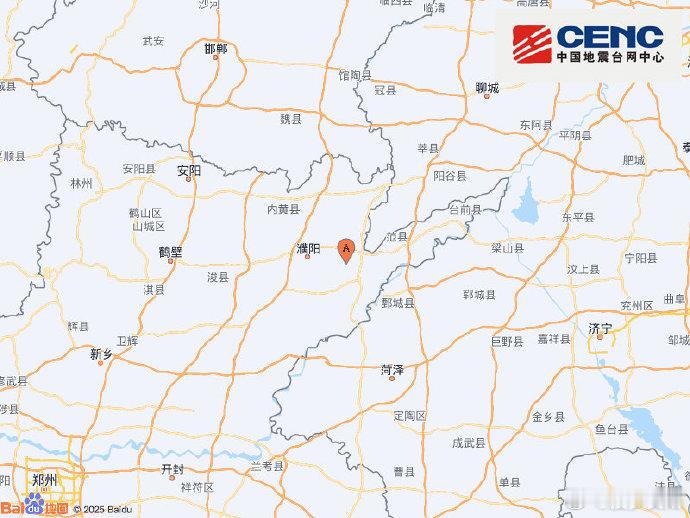 地震快讯中国地震台网自动测定：05月27日00时46分在河南濮阳市濮阳县附近（北