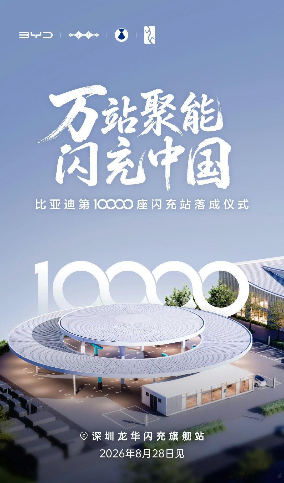比亚迪第1万座汽车闪充站明日落成大V聊车 比亚迪这建桩速度确实没得说，六个月完成