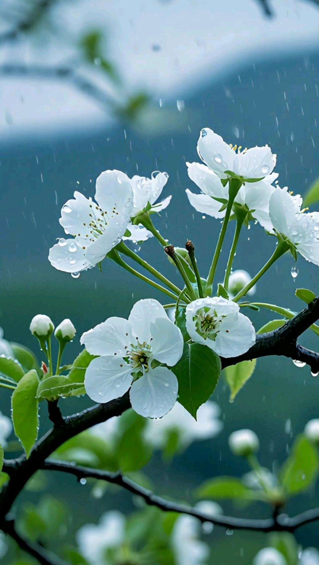 上联：梨花带雨一枝春；
下联：？？（邀友对下联）