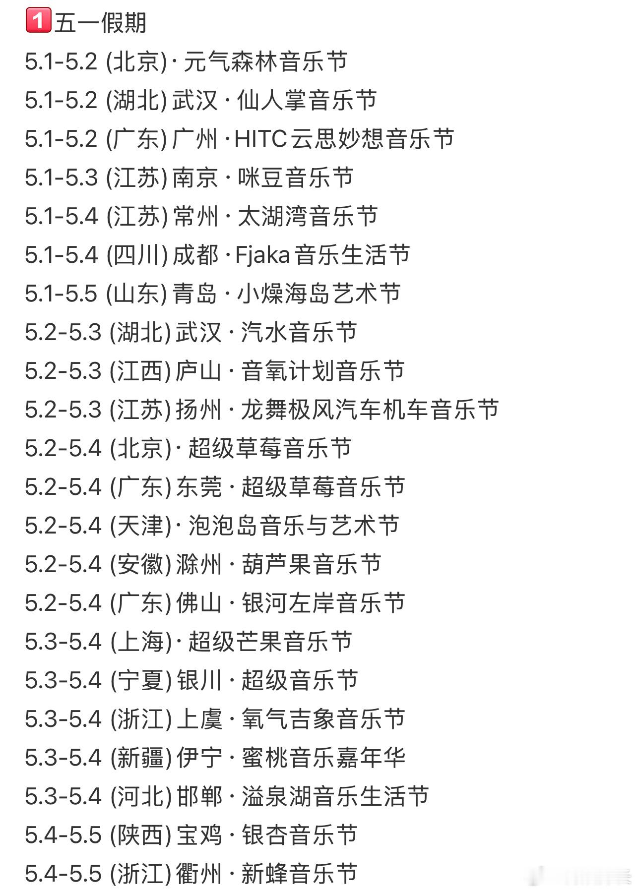 五一假期有好多音乐节啊，居然有22场！！！！大家有去看吗[开学季] ​​​