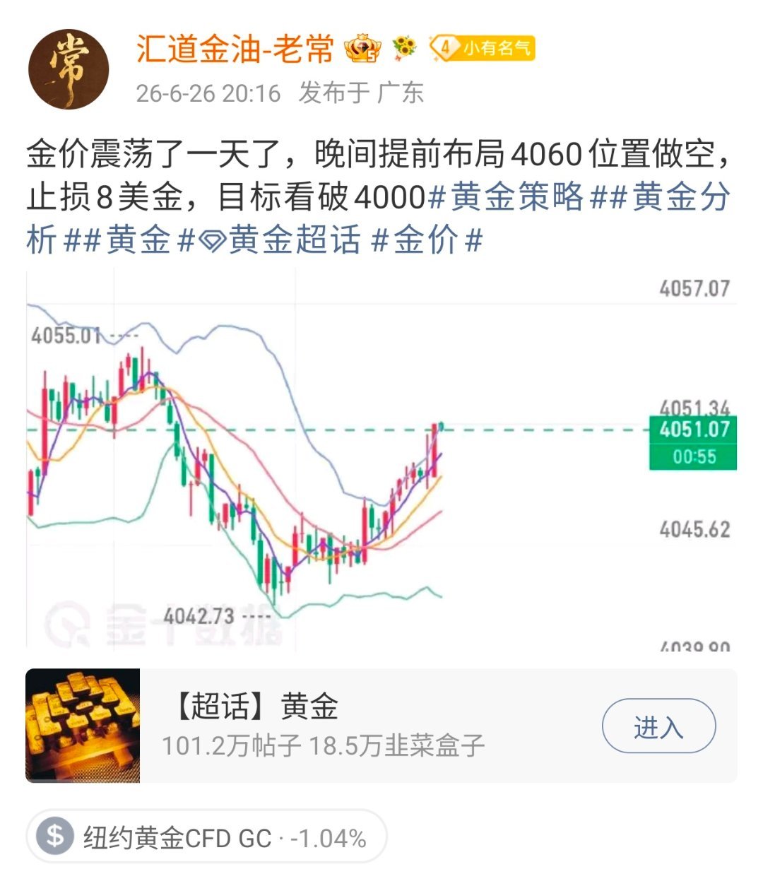 金价最高上至4065.96一线，有朋友说老常晚间提前布局60一线空单是假的黄金策