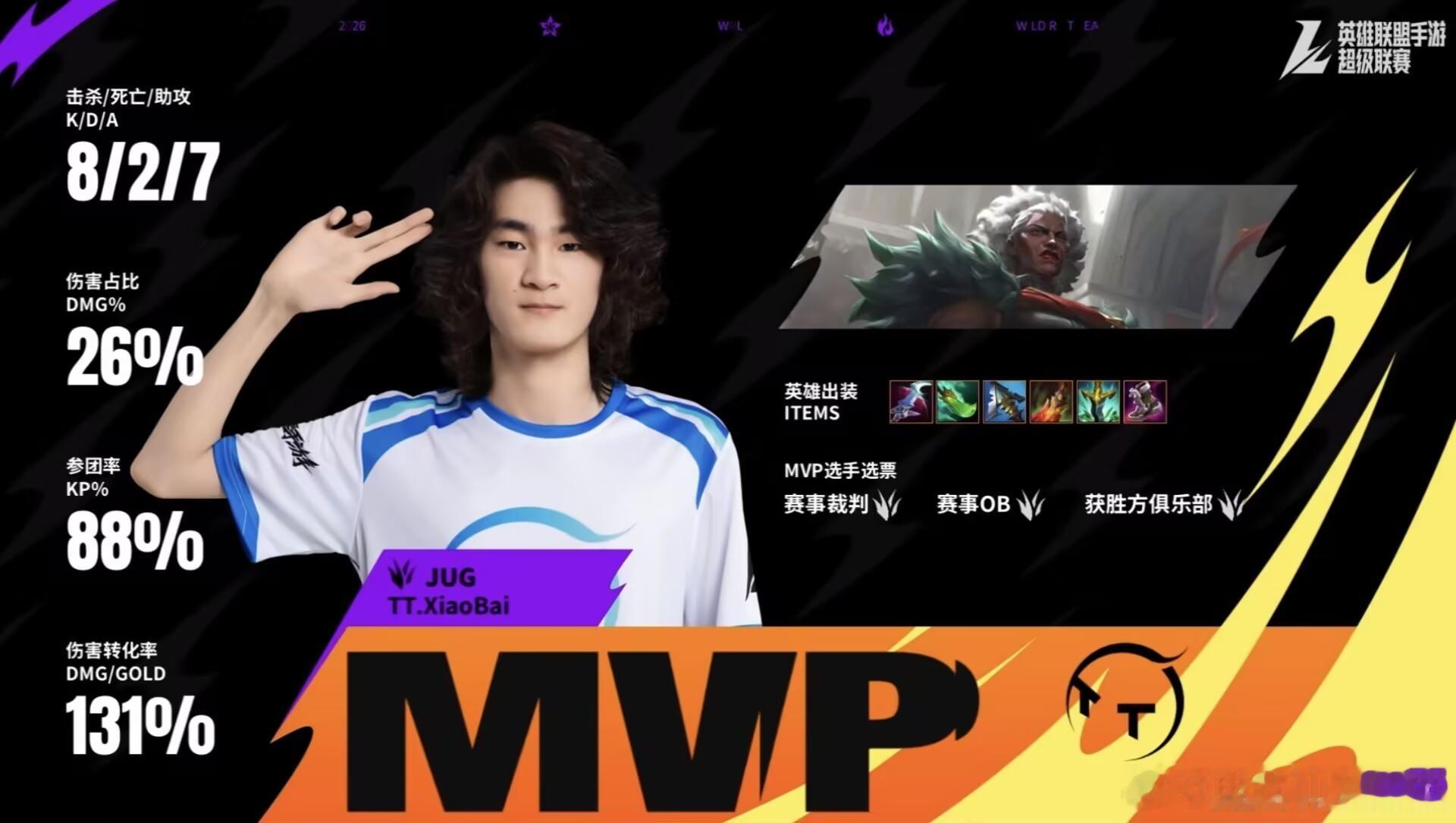 英雄联盟手游赛事 TT零封FP！MVP XiaoBai安蓓萨。双方来回拉扯，决胜