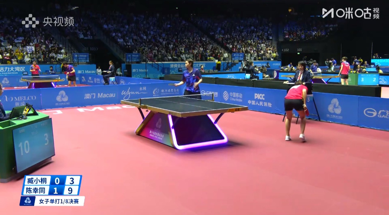 朱雨玲0-1李雅可陈幸同2-0臧小桐何卓佳0-1陈梦 