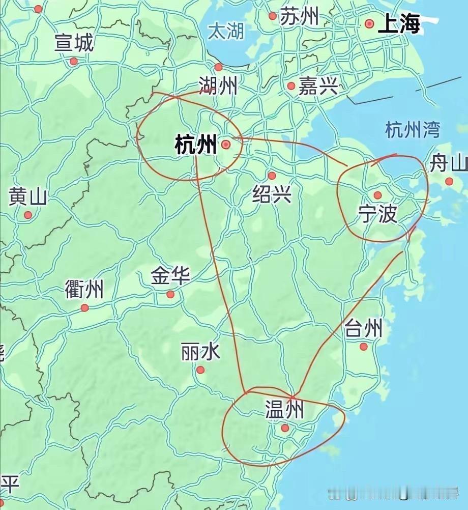 浙江铁三角，杭甬温，三角形的稳定性
浙江铁三角，杭甬温，浙江三大级。
杭州在浙北