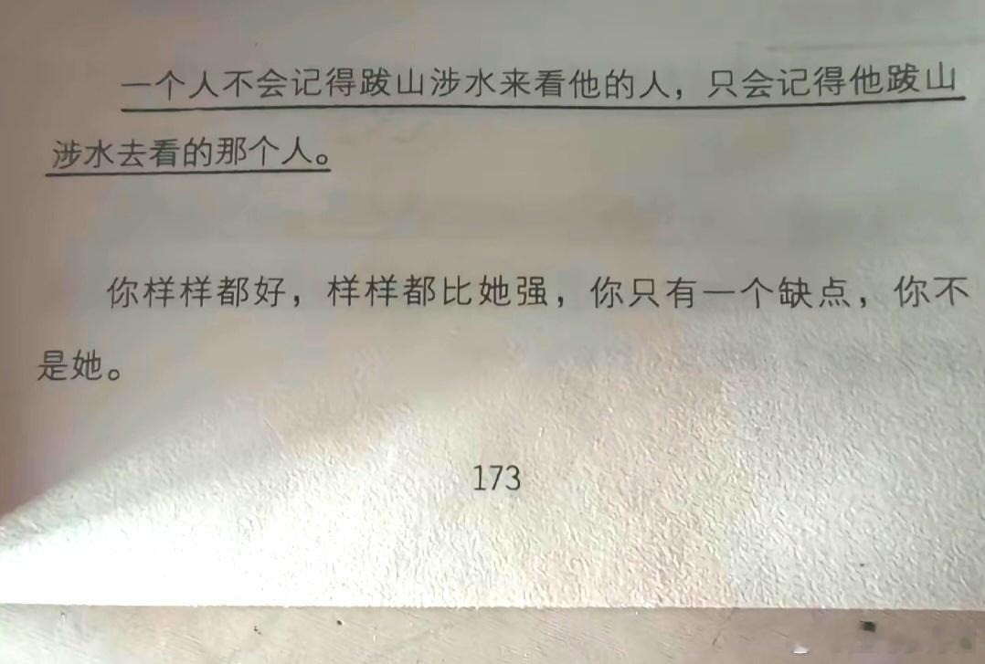 一个人不会记得跋山涉水来看他的人，只会记得他跋山涉水去看的那个人。 