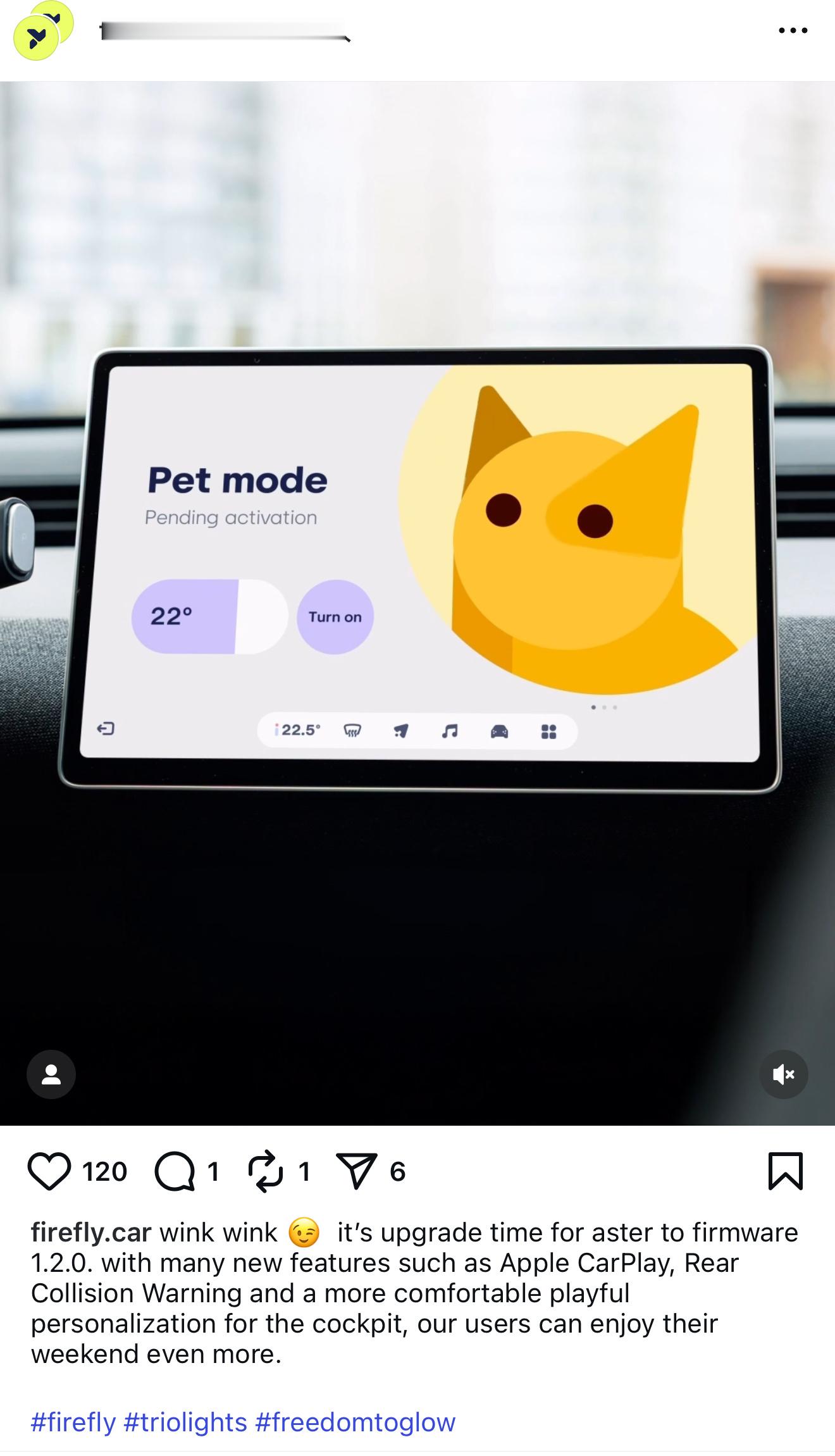 firefly萤火虫 欧洲版本要更新CarPlay了。我对CarPlay的拉垮体