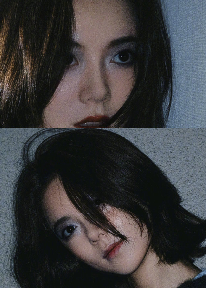 赵今麦手搓烟熏妆赵今麦没有技巧全是美丽短发+蓝色烟熏妆也太绝了！侧脸线条干净又灵