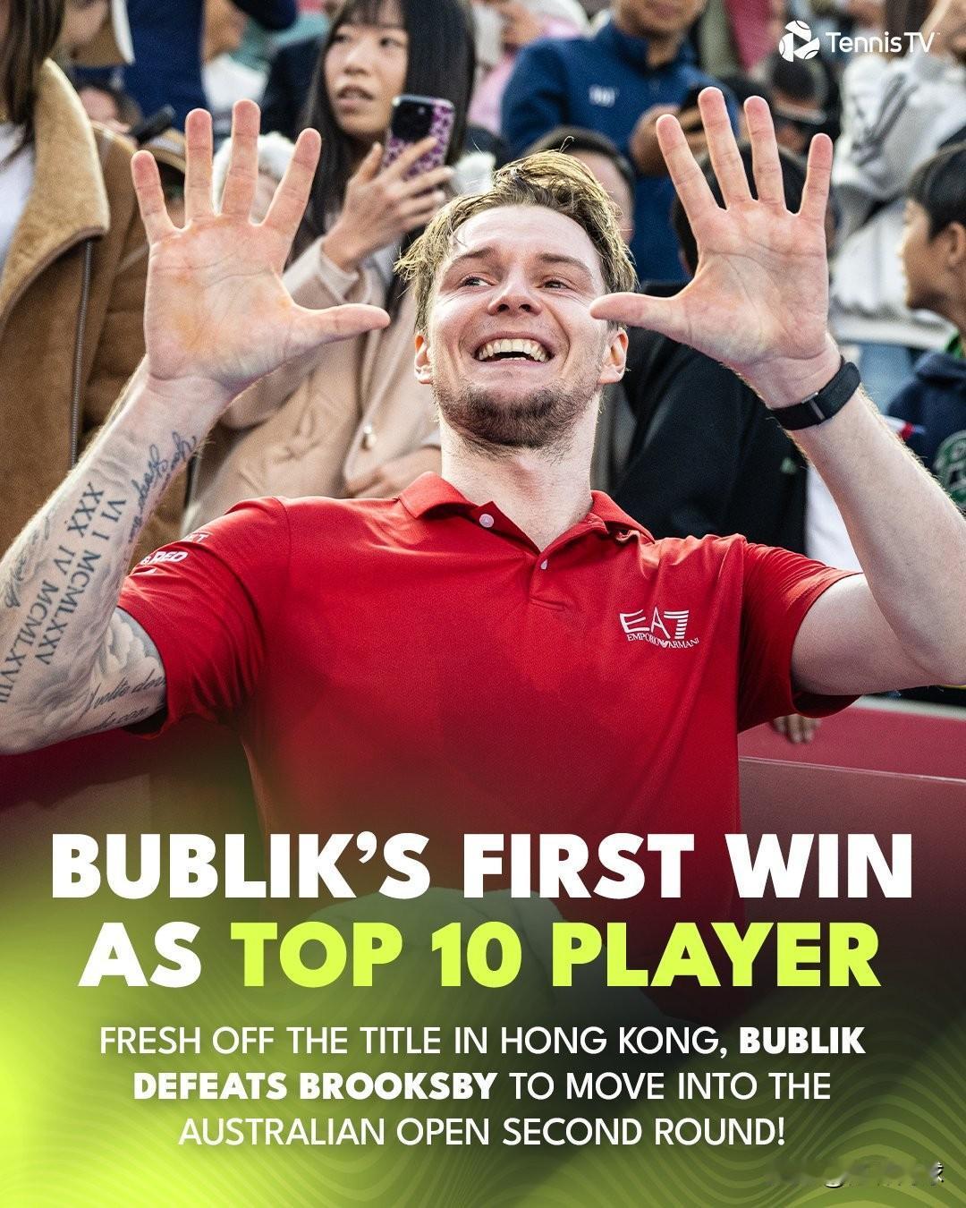 🇰🇿布勃利克6-4/6-4/6-4布鲁克斯比，
这是他首次晋级TOP10后赢