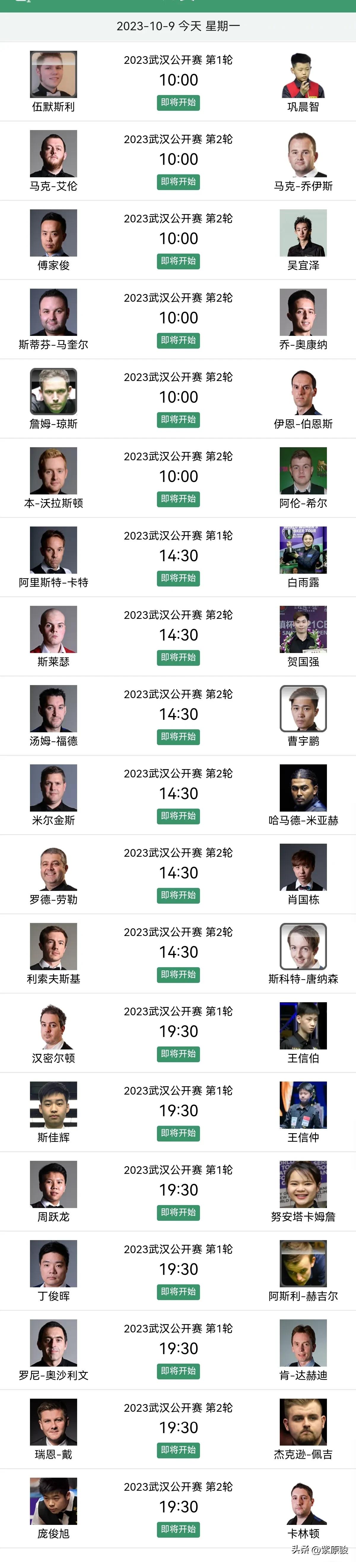 武汉公开赛今天10点开杆，延期资格赛和第二轮同时开打，中国军团13人出战，其中两