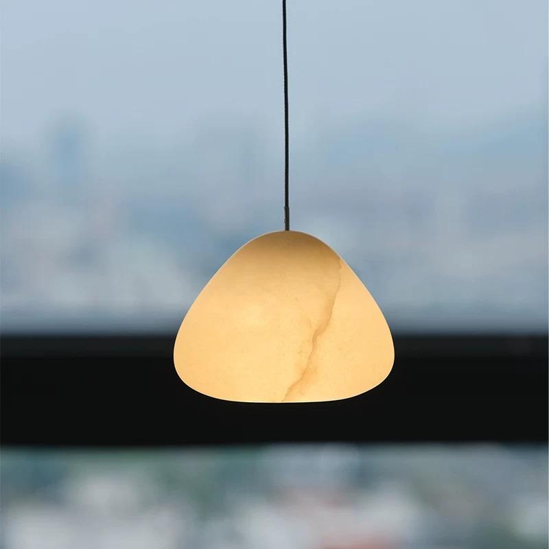 北欧天然云石灯吊灯卧室床头灯饰吧台餐厅灯具led入户玄关小吊灯@天然云石吊灯